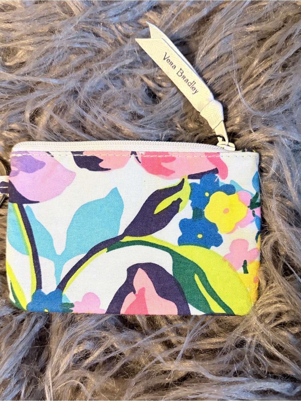 Vera Bradley Marion Floral Zip Pouch in White, Pink, Blue, Yellow, Green